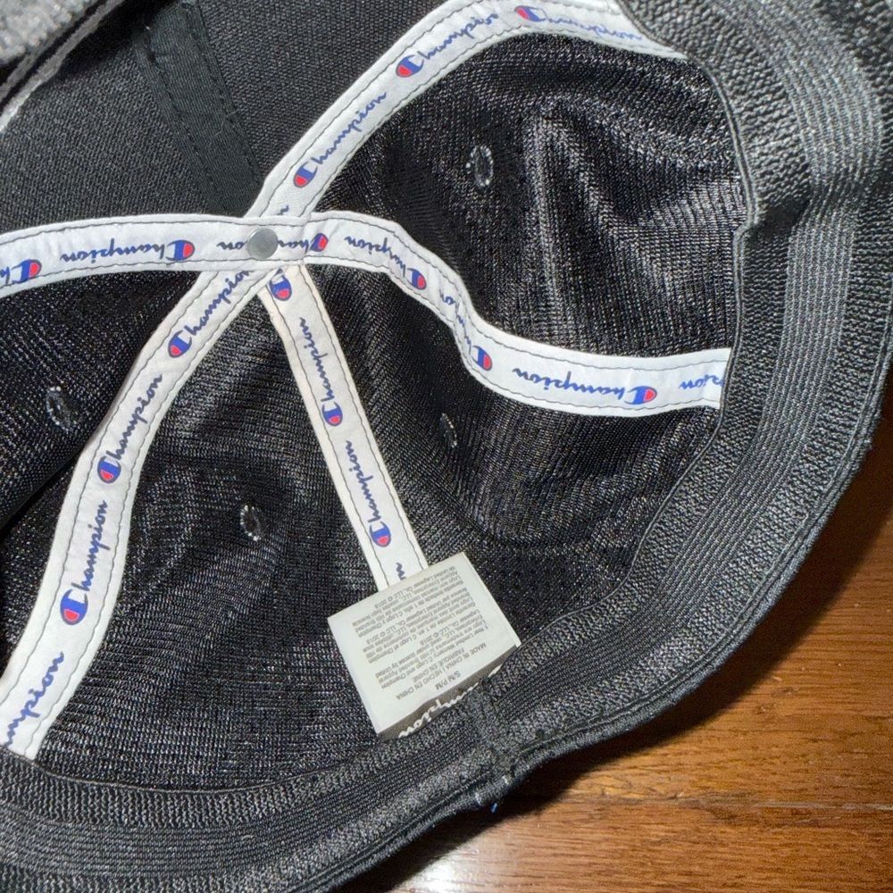 Champion Black and White Logo Cap Fitted Rare! Breathable mesh! - Picture 8 of 8